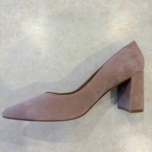 MARC FISHER Pink Suede Leather Block Heel Pumps - Size 8 — Light Dusty Rose Pink